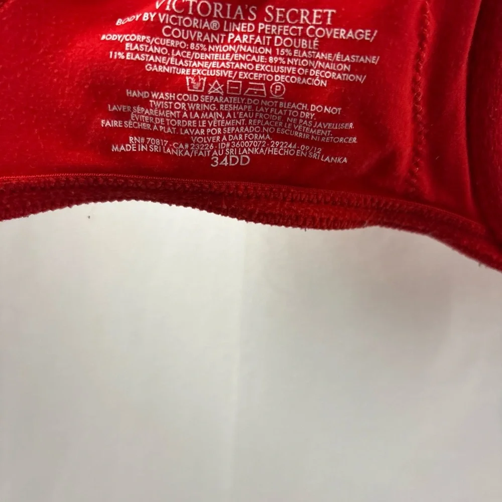 VICTORIA'S SECRET Body By Victoria Lined Perfect Coverage 34DD Red Sequin - Picture 10 of 10